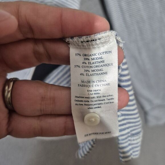 Faherty Men's Polo Shirt Long Sleeve Blue Stripe Cotton Blend Small - Picture 4 of 8